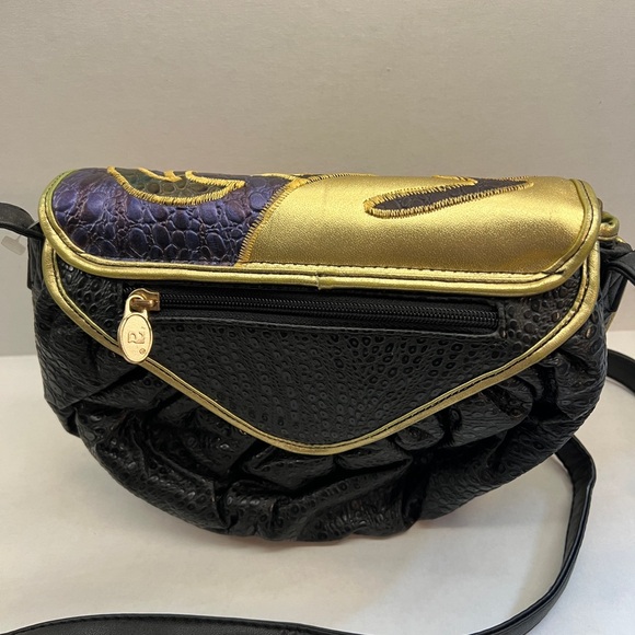 Vintage 80’s NAS Faux Leather Multicolor Patchwork Crossbody Bag - Picture 5 of 11